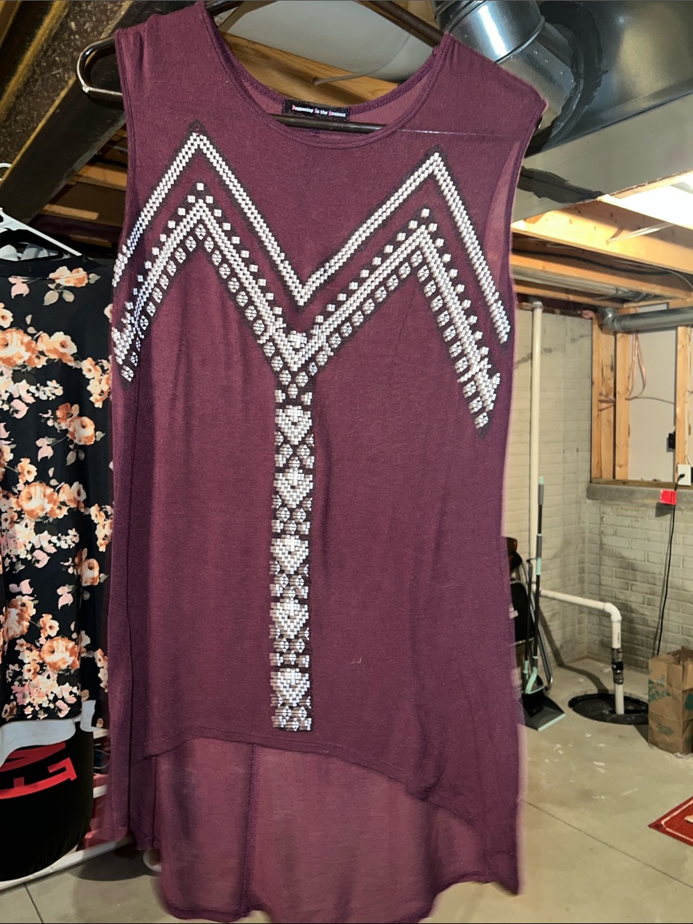 Sleeveless Embellished Tunic Top - Deep Plum
